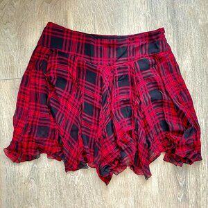 Polo Ralph Lauren Red Plaid Silk A-Line Skirt (Size 14)